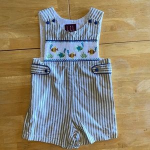 Lil Cactus Fish Smocked Striped JonJon